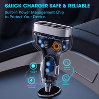 VEGER automobilinis įkroviklis 2 x USB A + 2 x Type C PD QC 3A 66W CC53-2A2C juodas