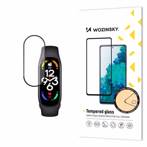 Patvarus Wozinsky pilnai klijuojamas viso ekrano grūdintas apsauginis stiklas su rėmeliu Xiaomi Mi Band 8 - juodas