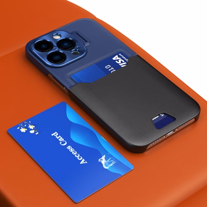 Odinis dėklas su stovu iPhone 14, kortelių piniginės tipo, mėlynas