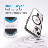 Speck Presidio Perfect-Clear ClickLock & MagSafe - iPhone 17e / 16e / 15 / 14 / 13 dėklas (Clear / Frosted juodas / Slate pilkas)