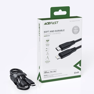 Acefast C3-01 Lightning - USB-C PD kabelis 30W 3A 480Mb/s 1.2m - baltas