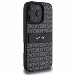 DKNY tekstūrinio rašto dryžuotas dėklas telefonui iPhone 16 Pro Max - juodas