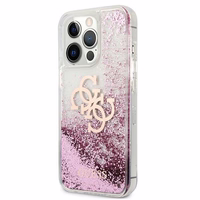 Guess GUHCP13XLG4GPI iPhone 13 Pro Max 6.7" rožinis/rožinis kietas dėklas 4G Didelis Skystas Glitter