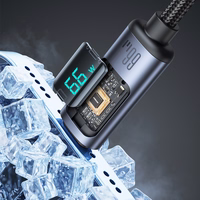 "Joyroom Prism Series A16" USB-C / USB-A kabelis 66W 1,2 m su LED ekranu - juodas