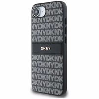 DKNY kartojamo tekstūros rašto su toninėmis juostelėmis dėklas iPhone 16e - juodas