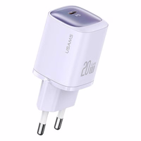 USAMS Tinklo įkroviklis CC248 20W GaN USB-C Fast Charging HC Series violetinis CC248TC03