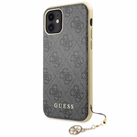 Guess GUHCN61GF4GGR iPhone 11 6.1" / Xr pilkas/pilkas kietas dėklas 4G Charms Collection