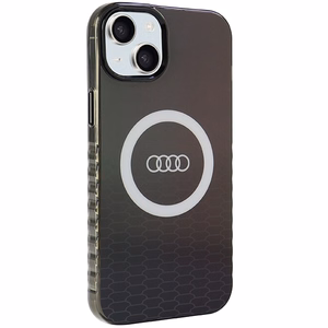 Audi IML Magnetinis dėklas su dideliu logotipu telefonui iPhone 15 Plus/14 Plus - juodas