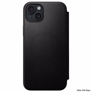 Nomad modernus odinis folio dėklas telefonui iPhone 15 Plus 6,7" juodas