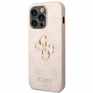 Dėklas Guess PU 4G Metal Logo Apple iPhone 14 Pro rožinis