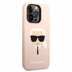 Karl Lagerfeld KLHMP14LSLKHLP iPhone 14 Pro 6.1 "kietas dėklas šviesiai rožinis / šviesiai rožinis Silikoninis Karlo Galva Magsafe
