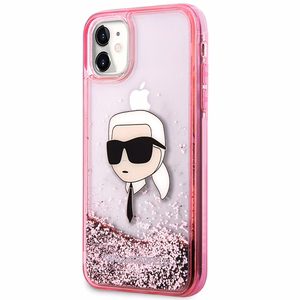 Karl Lagerfeld blizgus Karl Head dėklas iPhone 11/XR - rožinis