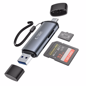 Tech-Protect UltraBoost SD/micro SD kortelių skaitytuvas su USB-C/USB-A jungtimis - pilkas