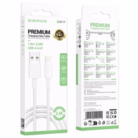 USB kabelis Borofone BX117 USB-A to Lightning 1.0m baltas