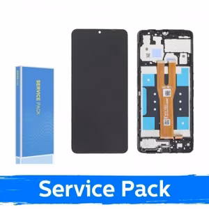 LCD ekranas skirtas Samsung A065 A06 (2024) juodas su rėmeliu (Service Pack)