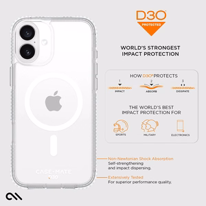 Case-Mate Tough D3O skaidrus dėklas su MagSafe, skirtas iPhone 16 Plus