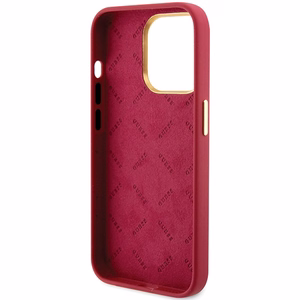 Guess Silicone Script Metal Logo & Frame dėklas telefonui iPhone 15 Pro - raudonas