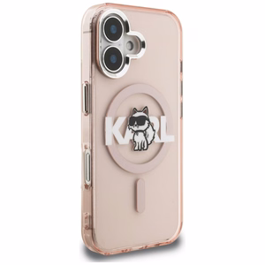 Karl Lagerfeld IML Choupette Sketch Logo MagSafe Dėklas iPhone 16 - rožinis