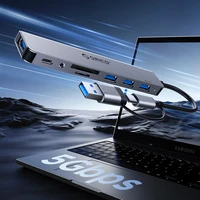 Orico YSA8-U3 USB-A/USB-C Hub prijungimo stotelė 3x USB-A 2.0 + 1x USB-A 3.0 + 1x USB-C 2.0 + 1x 3.5mm Audio + 2x TF&SD - pilka