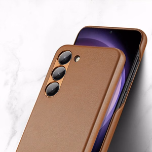 Dux Ducis Grit dėklas Samsung Galaxy S23+ eleganti dėklas iš dirbtinės odos ruda