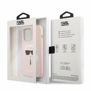 Karl Lagerfeld Silikoninis Karl`o galvos dėklas telefonui iPhone 13 Pro Max 6.7" - šviesiai rožinis