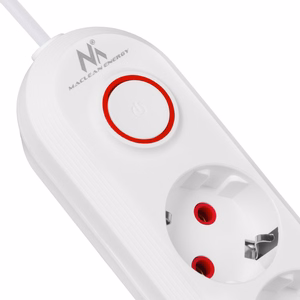 Maclean power strip, 3 socket extension + 3xUSB, 110-240V AC 50/60Hz, 2.1A max 2500W, 1.5m, white, MCE394 W