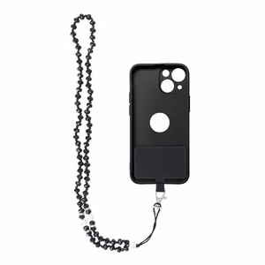 CRYSTAL DIAMOND telefono dirželis, telefono pakabukas / virvelės ilgis 74 cm (37 cm kilpoje) / ant kaklo – juodas