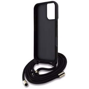 Guess 4G Big Logo Cord Stap dėklas telefonui iPhone 16 Plus - juodas