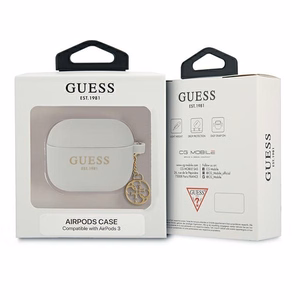 Guess GUA3LSC4EG AirPods 3 dėklas pilkas silikoninis žavesio 4G kolekcija