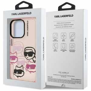 Karl Lagerfeld IML Multi K&C galvos raštas dėklas telefonui iPhone 16 Pro Max - rožinė