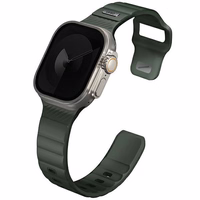 UNIQ dirželis Stride Apple Watch Series 1/2/3/4/5/6/7/8/9/SE/SE2/Ultra/Ultra 2 42/44/45/49mm FKM guminis tamsiai žalias