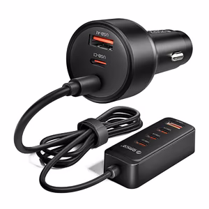 Orico ChargeClip 108W automobilinis įkroviklis 2x USB-A + 4x USB-C su spaustuku - juodas