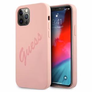 Guess GUHCP12LLSVSPI iPhone 12 Pro Max 6.7" rožinis/rožinis kietas dėklas Script Vintage