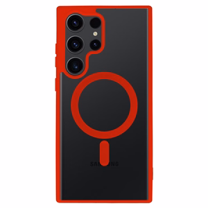 Akrilinis spalvotas magnetinis dėklas telefonui Samsung Galaxy S25 Ultra raudonas