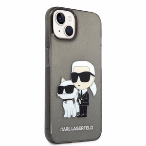 Karl Lagerfeld blizgus Karl&Choupette dėklas telefonui iPhone 14 Plus - juodas