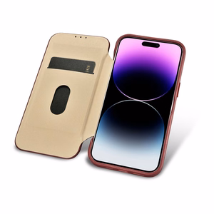 iCarer CE Premium odinis folio dėklas iPhone 14 Pro su MagSafe magnetiniu flipu - raudonas