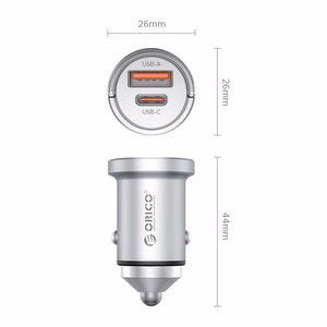 Orico MiniRing Pro 45W USB-A + USB-C automobilinis įkroviklis - sidabrinis