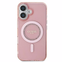 Guess IML Rhinestones Magnetinis dėklas telefonui iPhone 16 Plus - rožinis