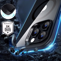 ESR Classic Hybrid Halolock Magnetinis dėklas telefonui + grūdintas stiklas iPhone 16 Pro Max - skaidrus su juodu rėmeliu