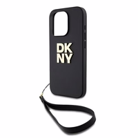 DKNY Dėklas telefonui su dirželiu ir logotipu iPhone 15 Pro - juodas