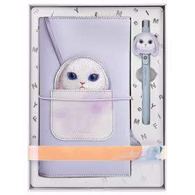 NIMMY rinkinys 2in1 užrašų knygelė + rašiklis BIG EYED PET 2.0 Triušis violetinė