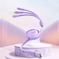 Joyroom Colorful Series S-A40 ištraukiamas 3-in-1 kabelis USB-A - USB-C / Lightning / Micro USB 1m - violetinis