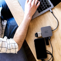 Green Cell AK61 knyginių kompiuterių dokas / jungčių replikatorius USB 3.2 Gen 1 (3.1 Gen 1) Type-C Sidabras
