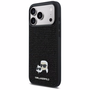 Karl Lagerfeld Rhinestones Karl&Choupette Pin Case for iPhone 17 Pro Max - Juodas