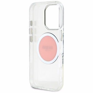 Guess IML Metal Colored Circle Classic Logo Magnetinis dėklas telefonui iPhone 16 Pro - rožinis