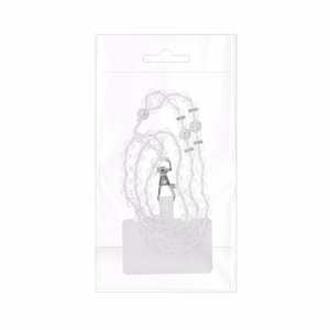 CRYSTAL DIAMOND telefono dirželis, telefono pakabukas / virvelės ilgis 74 cm (37 cm kilpoje) / ant kaklo – baltas