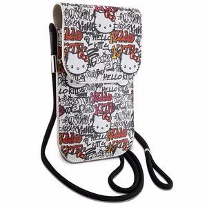 Hello Kitty Leather Tags Graffiti rankinė per petį – smėlio spalvos