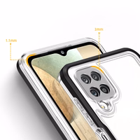 Skaidrus 3in1 dėklas telefonui Samsung Galaxy A22 4G rėmelis gelis juodas