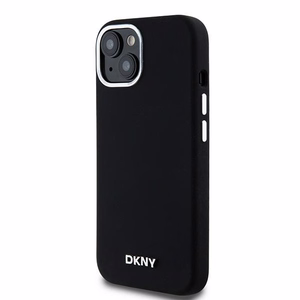 DKNY DKHMP15SSMCHLK iPhone 15 / 14 / 136.1" juodas dėklas Liquid Silicone Small Metal Logo MagSafe