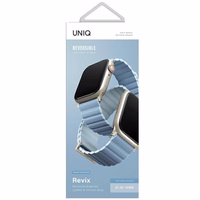 UNIQ dirželis Revix Premium Apple Watch Series 1/2/3/4/5/6/7/8/9/SE/SE2 38/40/41mm dvipusis magnetinis odinis baltai mėlynas